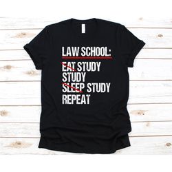 law school eat study study shirt, gift for future lawyers, law student graphic, justice design, legal education, attorne