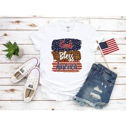 God Bless America Shirt, 4th July Shirt, USA Women T-shirt, Patriotic Women Outfit, USA Family Shirts, Patriotic Gift, G