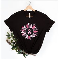breast cancer sunflower shirt, breast cancer awareness shirt, breast cancer support shirt, pink ribbon shirt, motivation