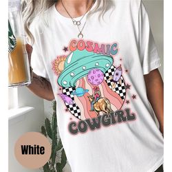 space cowgirl shirt, western country rodeo tshirt, cosmic space tee shirt, cosmic cowgirl, retro cowgirl, cowgirl graphi