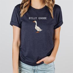silly goose, funny, pun, trendy, shirt, graphic tee, tshirt, retro, vintage, bella canvas, tee
