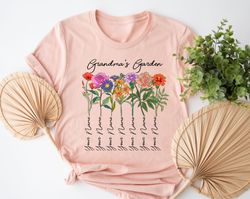 grandma shirt with custom birth flowers and names - mothers day gift - unique grandma gift - personalized birthday gift