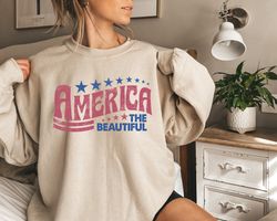 retro america sweatshirt, america the beautiful, 4th of july shirt, fourth of july, patriotic usa gift, unisex crewneck