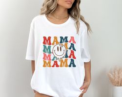 retro mama shirt, smiley face mama shirt, mothers day shirt for mom, mom tshirt, mama tshirt, pregnancy announcement shi