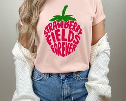 strawberry fields forever shirt, retro style strawberry fields t-shirt, hippie t-shirt, 70s rock shirt, classic rock mus