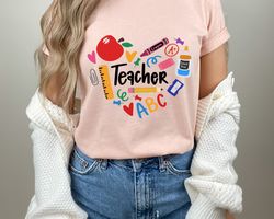 teacher shirt, heart custom t-shirt, teacher team shirts, personalized school tshirt, customized name teacher shirt