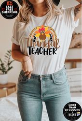 thankful teacher shirt, thanksgiving teacher gift, thanksgiving teacher shirt, thankful rainbow gobble shirt, thanksgivi