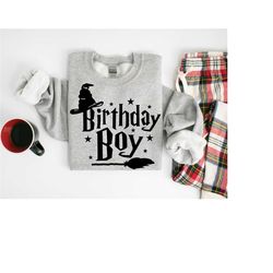 birthday boy sweatshirt, cool birthday boy shirt, magical sweatshirt, sorting hat  sweatshirt, birthday party shirts, wi
