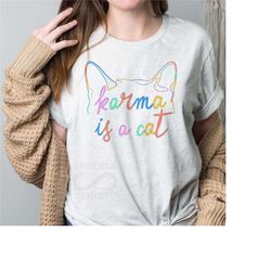 karma is a cat shirt, swiftie gift for her, flower cat shirt, karma is a cat t shirt, swiftie youth shirt