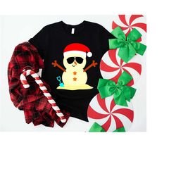 christmas snowman shirt, christmas santa snowman shirt, beach snowman shirt, sunglasses snowman tee,christmas in summer