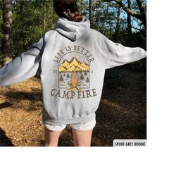 camping hoodie, campfire sweatshirt, camper sweater, adventure shirt, nature tshirt, camp lover gift, family camping shi