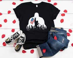 bigfoot american flag t shirt, usa flag shirt, bigfoot shirt, sasquatch american flag shirt