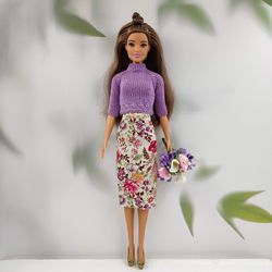 barbie doll clothes floral skirt