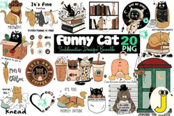 funny cat sublimation bundle