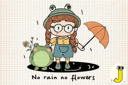 no rain no flowers retro frog