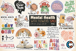 mental health with flower png bundle