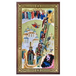 the ladder of divine ascent | high quality lithography icon mounted on wood |  made in russia