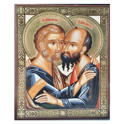 holy apostles peter and paul | high quality lithography icon mounted on wood | size: 8 x 61/2 inches
