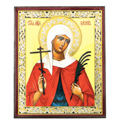 saint valentina | miniature icon on wood  | silver and gold foiled miniature icon | size: 2,5" x 3,5" |