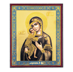 feodorovskaya icon of the mother of god  | silver and gold foiled icon | size: 2,5" x 3,5" |