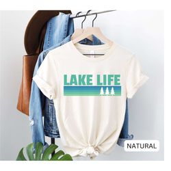 lake life shirt, outside shirt, lake shirt, vacation shirt, retro design hiking shirt, outdoorsy shirt, outdoors shirt,