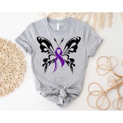 pancreatic cancer butterfly ribbon shirt,pancreatic cancer gift,womens cancer awareness shirt,cancer warrior shirt,suppo
