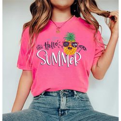 comfort colors hello summer shirt, summer vacation shirt,summer season shirt, gift for summer lover, gift for women