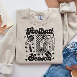 football spooky season sweatshirt, skeleton football shirt, fall football hoodie, dark retro trendy aesthetic football s