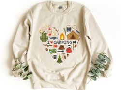 i love camping sweatshirt, camping gift, camp lover sweatshirt, camper crewneck sweater, nature lover sweater, adventure