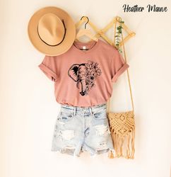 floral elephant shirt, boho shirt for her, elephant shirt, summer shirt, birthday gift, shirt for women, shirt for eleph