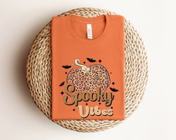 spooky vibes shirt, halloween leopard shirt, retro halloween shirt, funny halloween shirt, halloween pumpkin shirt, spoo