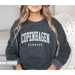 copenhagen sweatshirt, copenhagen hoodie, copenhagen denmark gift, hometown travel sweatshirt, honeymoon hoodie copenhag
