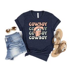 retro cowboy hat graphic tee, cowboy hat shirt, cowgirl shirt, cowboy shirt women, western shirt, faux cowhide tee, coun