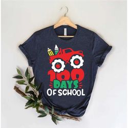 100 days of school shirt for boys, school gifts for boys,truck school t-shirt,100 day of school gift,100th day of school