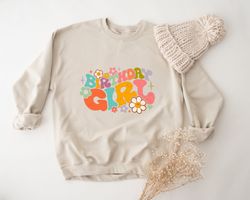 retro birthday girl sweatshirt, floral birthday girl sweatshirt, groovy birthday sweatshirt, cute birthday hoodie, daisy