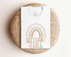 retro birthday girl toddler shirt, rainbow wavy letter birthday girl shirt, girls birthday natural infant, toddler & you