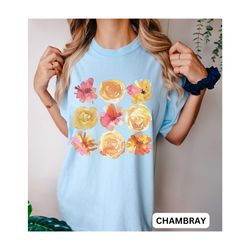 graphic flower shirt, watercolor flowers, comfort colors graphic shirt, flower shirt for mom, trendy oversized flowery t