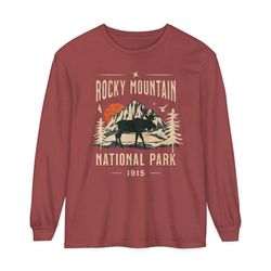 rocky mountain national park long sleeve shirt, colorado long sleeved tee, rocky mtns shirt, moose comfort colors shirt,