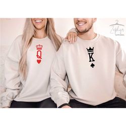 queen and king sweatshirts, matching valentine sweatshirts, couple valentine sweatshirts, matching couple hoodies, gift