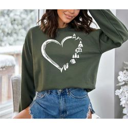 camp lover hoodie, camping sweatshirt, camping heart shirt, camper hoodie, camper gift, gift for her camping heart sweat