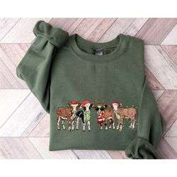 santa claus cow santa claus, christmas sweatshirt, cow sweatshirts, santa claus santa claus, christmas family shirt, wes