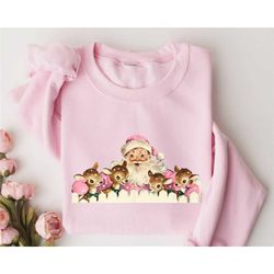 vintage rose santa claus renne, christmas sweaters, sweat santa claus, funny santa claus hooded sweat