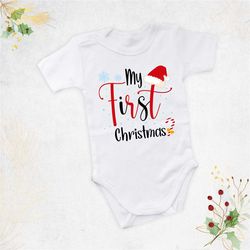 baby girl first christmas shirt, baby christmas outfit, my first christmas bodysuit, 2023 christmas siblings shirt,1st c