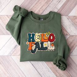 hello fall season shirt i thanksgiving autumn pumpkin shirt i fall sweater i fall outfit i family thanksgiving i fall th