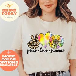 peace love summer shirt, peace sign shirt, peace and love shirt, summertime shirt, summer shirt, cute women summer shirt