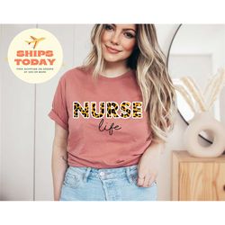 nurse life shirt,leopard nurse life shirt, leopard cheetah nurse shirts,rn shirts, nurse week, cna shirt, nursing shirt,