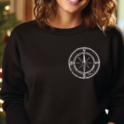 compass sweatshirt, camping hoodie, camp lover sweater, camper gift, camp lover gift, hiking crewneck