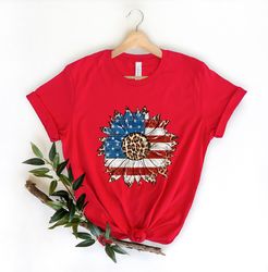 america sunflower shirt, sunflower flag gift shirt,leopard sunflower 4th of july shirt, 4th of july flag gift shirt