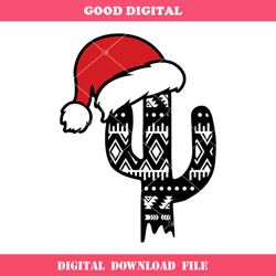 aztec christmas svg, desert cactus svg, santa hat svg