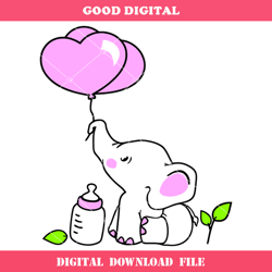 baby elephant svg, cute elephant svg, baby girl svg